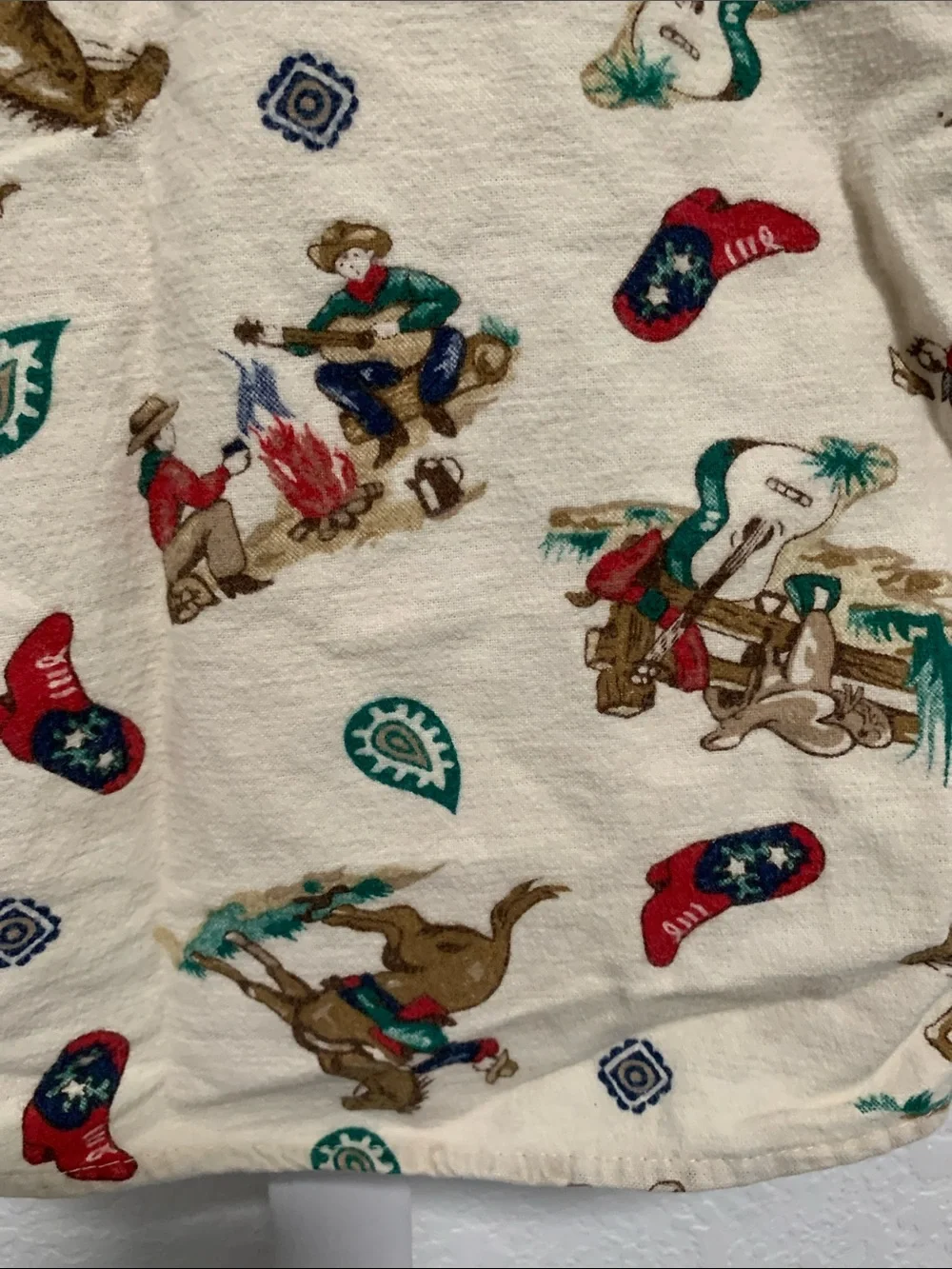 Vintage OshKosh B'gosh Cream Western Cowboy Print Button-Down Shirt